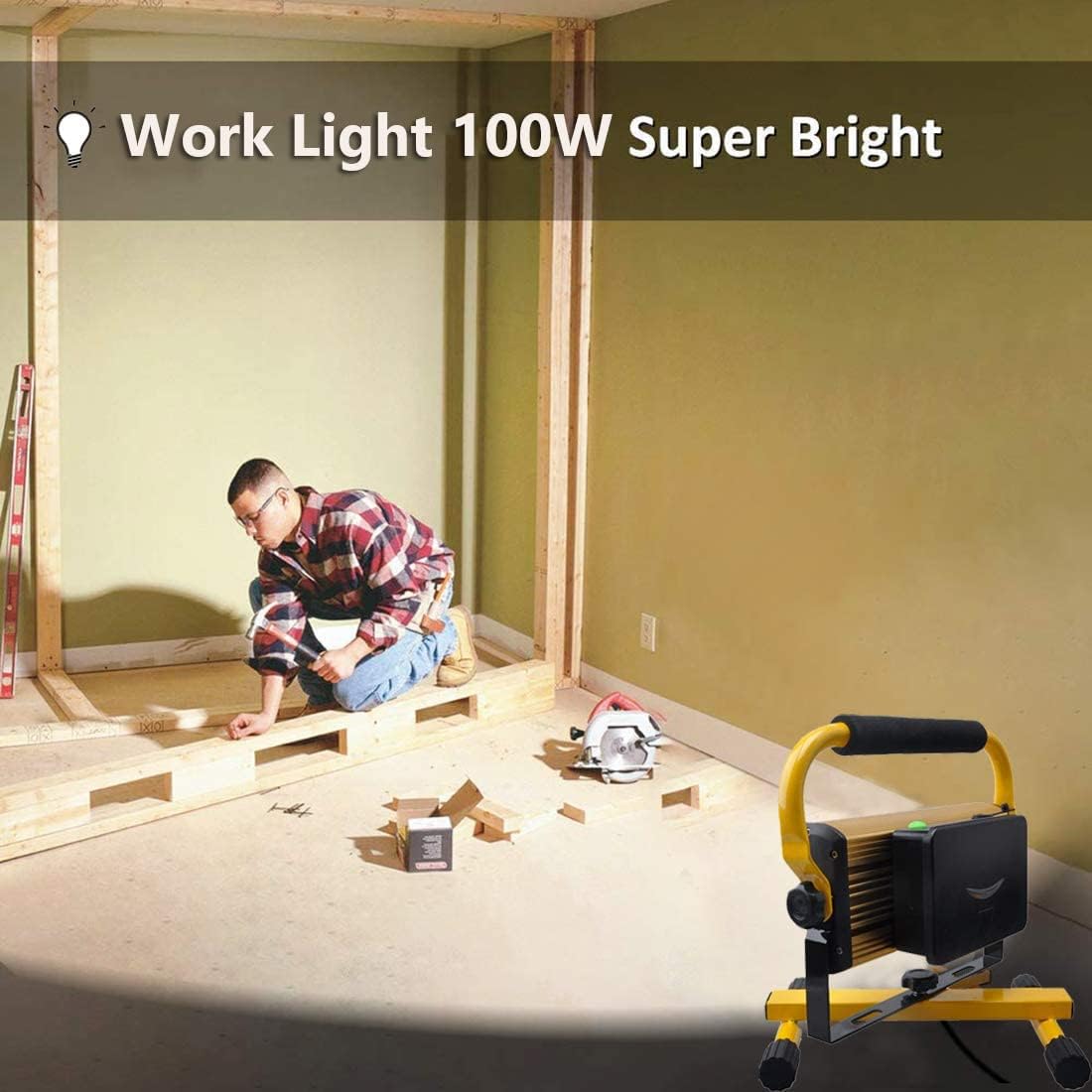 Grеаtеѕt Prоduсt OPATER Portable Rechargeable LED Work Light 100W Super Bright Waterproof LED Flood Lights for Outdoor Camping Hiking Emergency Workshop Job Site Lighting