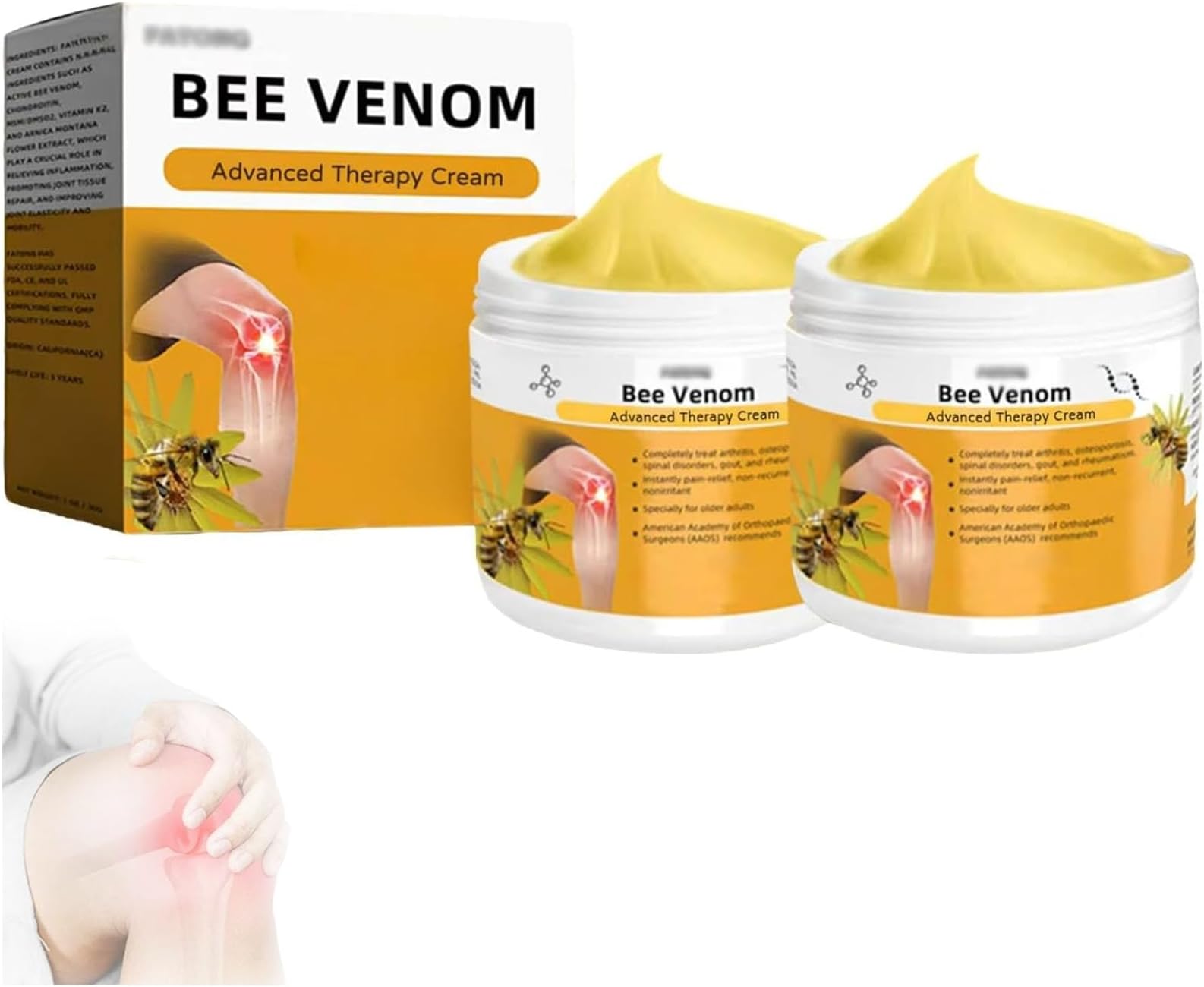 Fatong Bee Venom Pain-Relief Bone Healing Cream,New Zealand Bee Venom Joint & Bone Repair Cream,Bee Venom Joint Therapy,Bee Venom Advanced Joint and Bone Therapy Cream,Bee Venom Cream,Bee Venom (2pcs)
