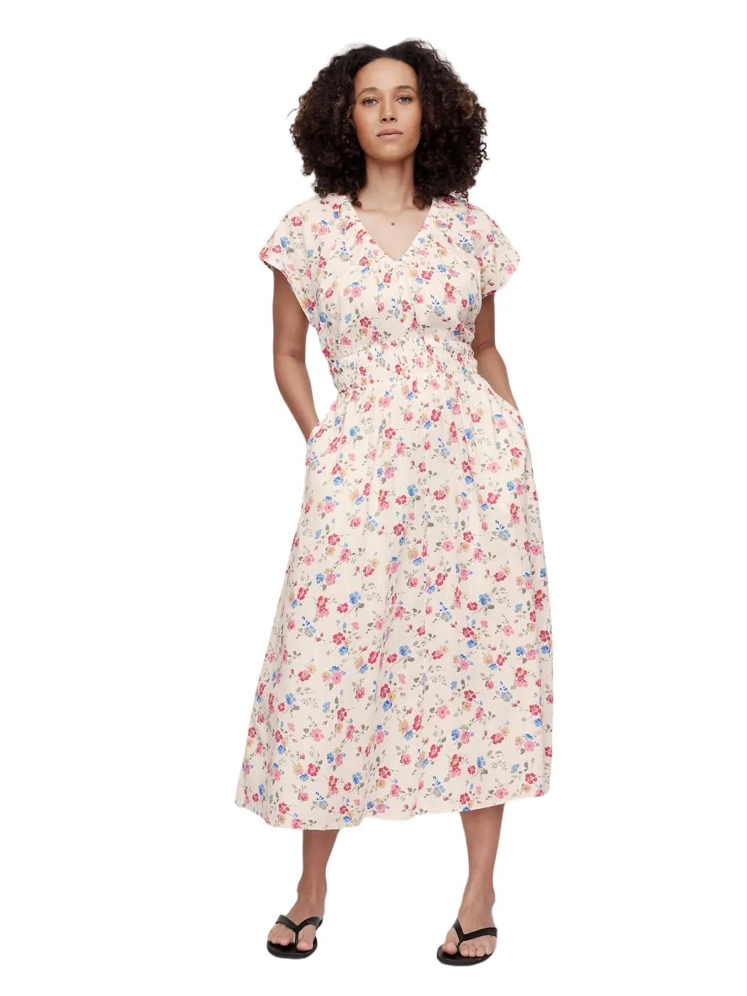 

                                                    GAP Womens Smocked Waist Maxi Dress Sp Multi Flora