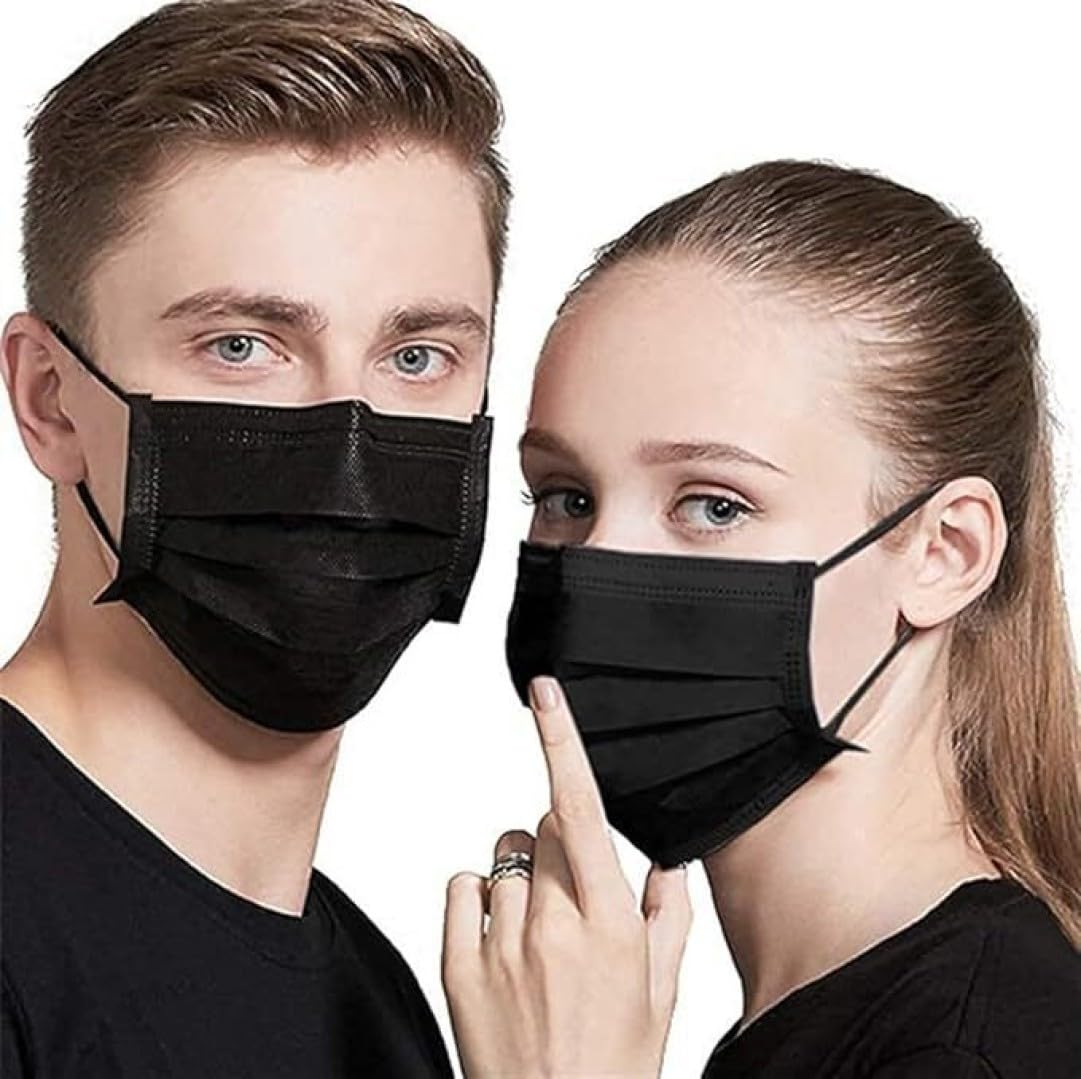 KGKR 3Ply Non-Woven Sealed With Nose Pin and Soft Earloop Disposable Certified Three Layer Pharmaceutical Breathable Surgical Pollution Face Mask For All Men, Women&Kids (Black, 100) (B0C2C94X3S) Amazon Price History, Amazon Price Tracker