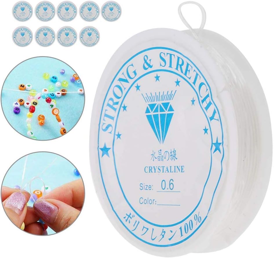 Bracelet Elastic String, Stretch Bracelet String Crystal Stretchy Elastic Line Transparent Beading String Thread for Jewelry Making (0.6MM (About 15 Meters))