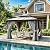 Aoxun 10'x12' Hardtop Gazebo, Aluminum-Framed Durable Pavilion with Curtains & Netting, Boasting a Dual-Layer Polycarbonate Roof, Specifically Crafted for Patios, Gardens, and Lawns