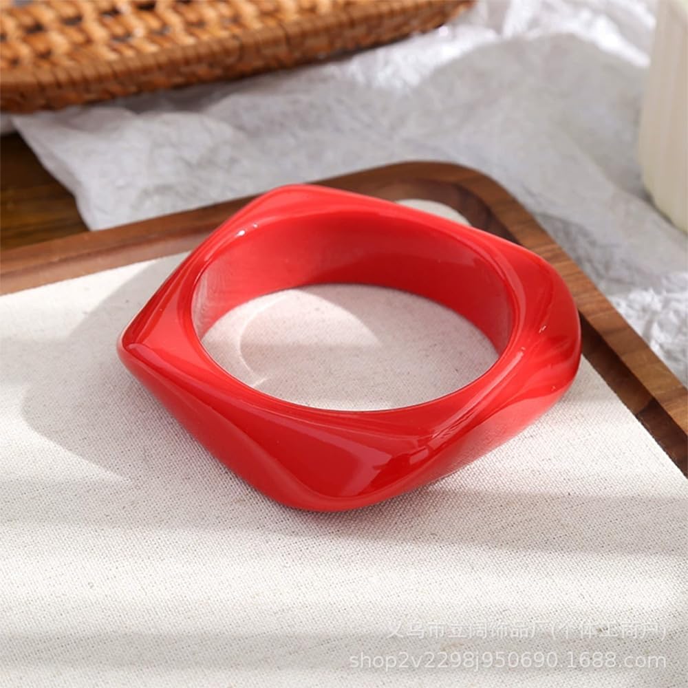 Chunky Acrylic Resin Statement Bangle Bracelet for Women Trendy Amber Wide Open Bracelet Fashion Punk Large Wrist Accessories - Image 5