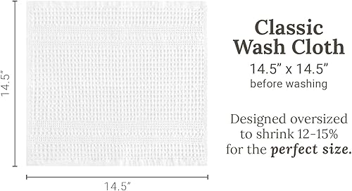 Miniatura 7 de GILDEN TREE Juego de 4 toallas tipo gofre para ducha, exfoliantes, toallas faciales, de secado rápido, de algodón, estilo clásico (blanco)