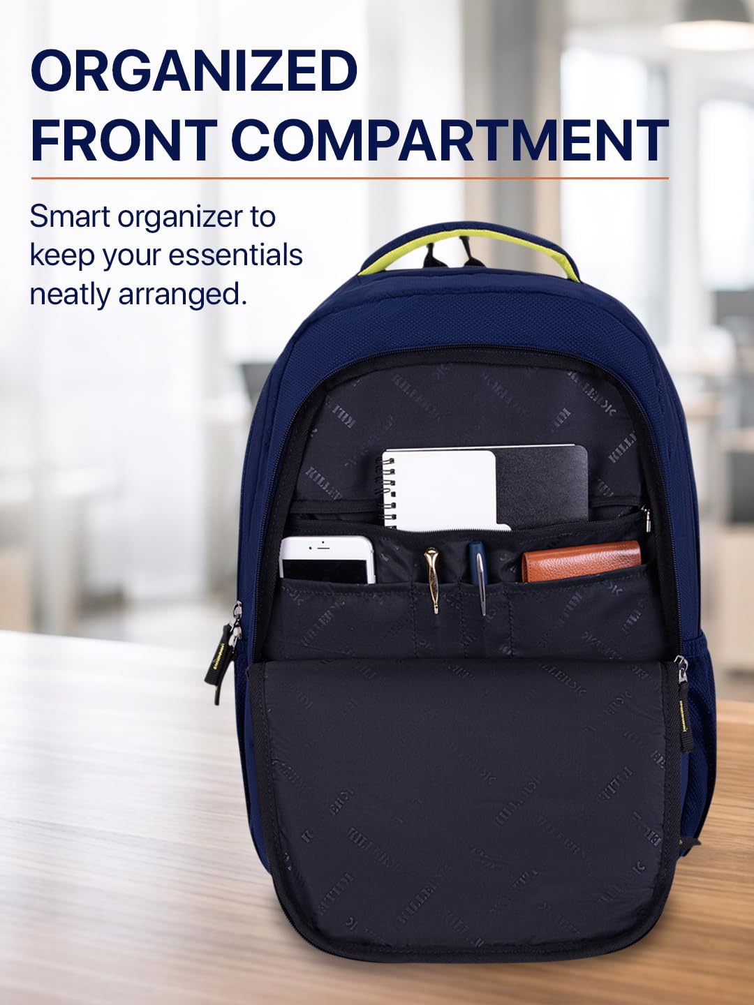 KILLER Louis 38L Laptop Backpack | Spacious Travel & Work Bag with Padded Laptop Compartment, Organizer - Navy Blue 1