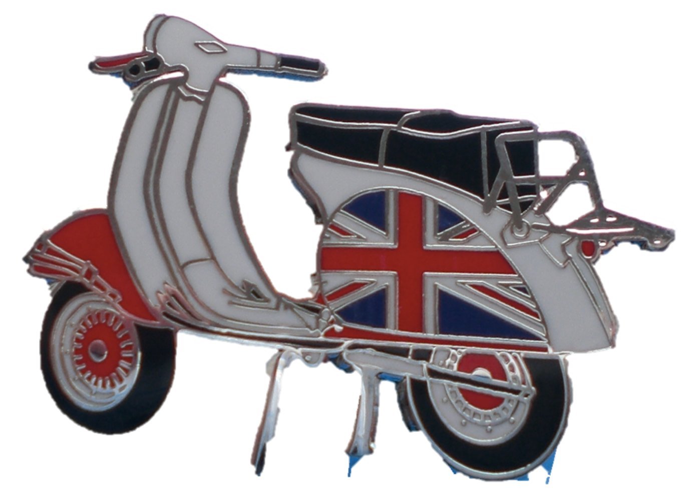 Vespa Union Jack Scooter Enamel Pin Badge (Silver)