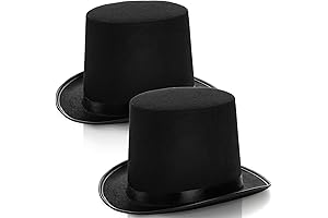 2 Pack Black Felt Top Hat, Magician Stovepipe Hat