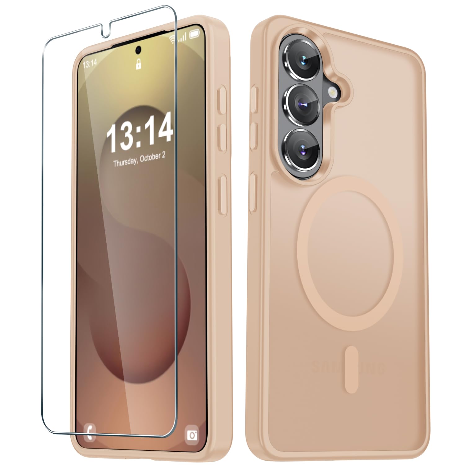 for Samsung Galaxy S26+ Plus Case, Matte Magnetic Phone Cover, Coral Pink | Fit for MagSafe, Screen Protector included, Shockproof Military Grade Protection, Translucent Frosted Back
