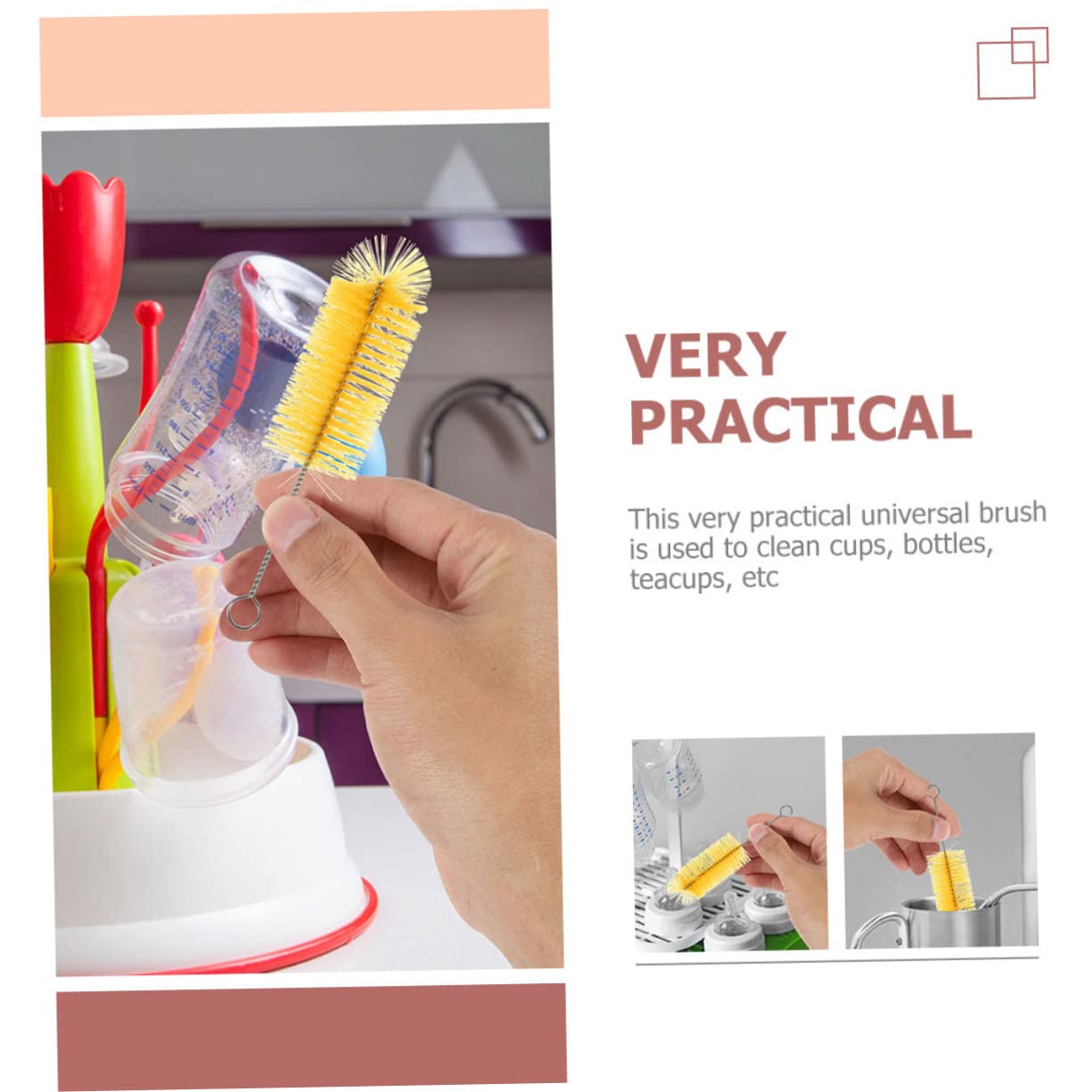 Beavorty 12pcs Straw Brush Cleaning Brush Bottle Cleaner Cleaners Tube Cleaner Brush Multi-Function Cleaner Bottle Brush Handle Bottle Brush Child Household Bottle Washer Nylon