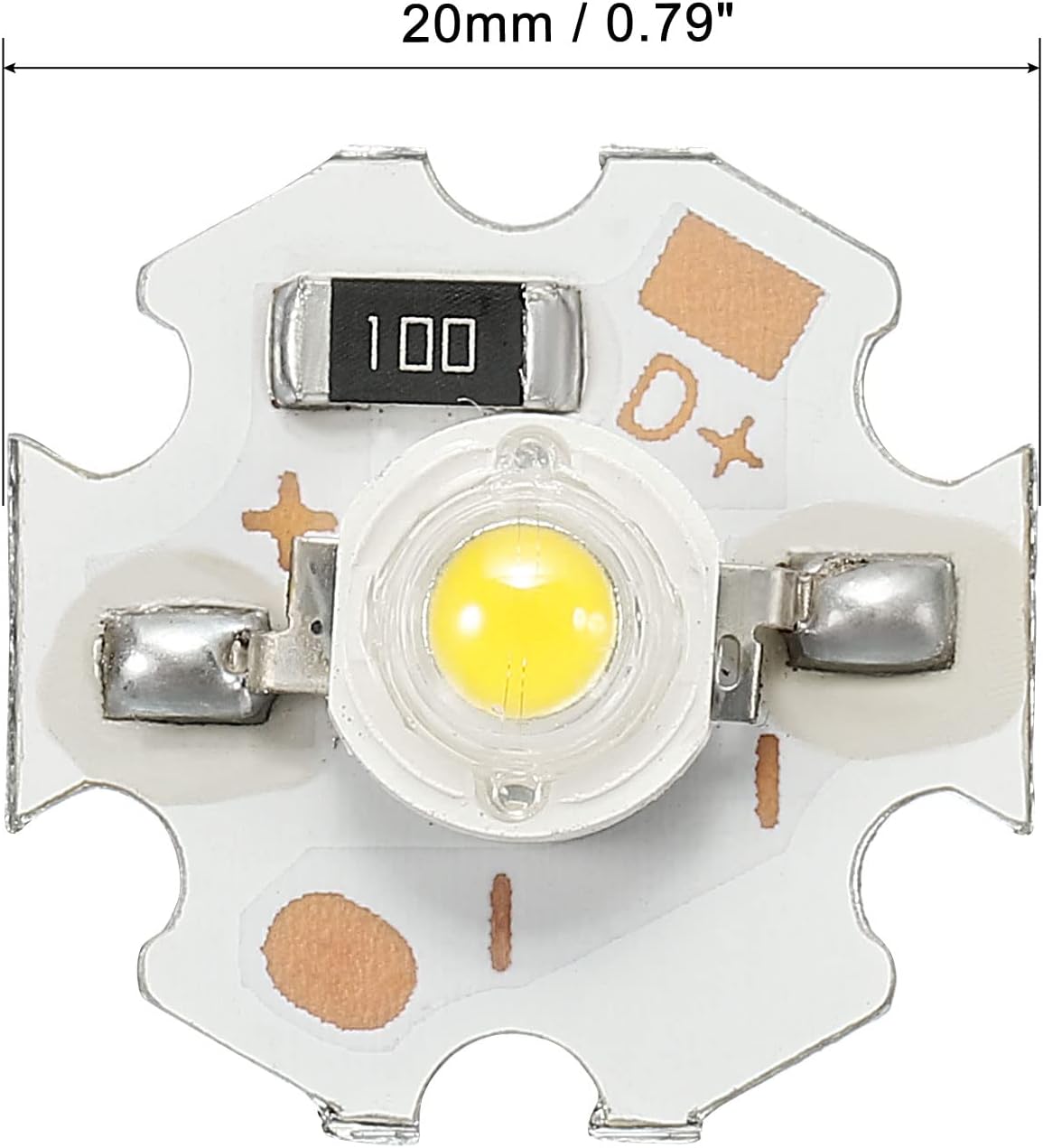 MECCANIXITY COB LED Light Chip Bead 1W 110lm 3000-3200K 20mm 5VDC Energy Saving Bulb for Spotlight Floodlight Replacement Warm White 10Pcs