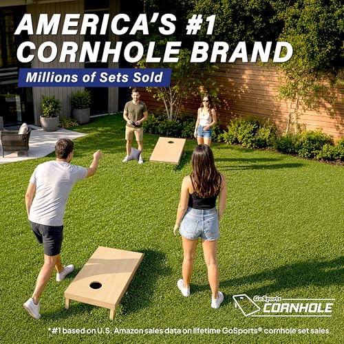 Image of GoSports Solid Wood Premium Cornhole Sets - Choose 4 x 2 ft or 3 x 2 ft - Game Boards Include Set of 8 Cornhole Toss Bags