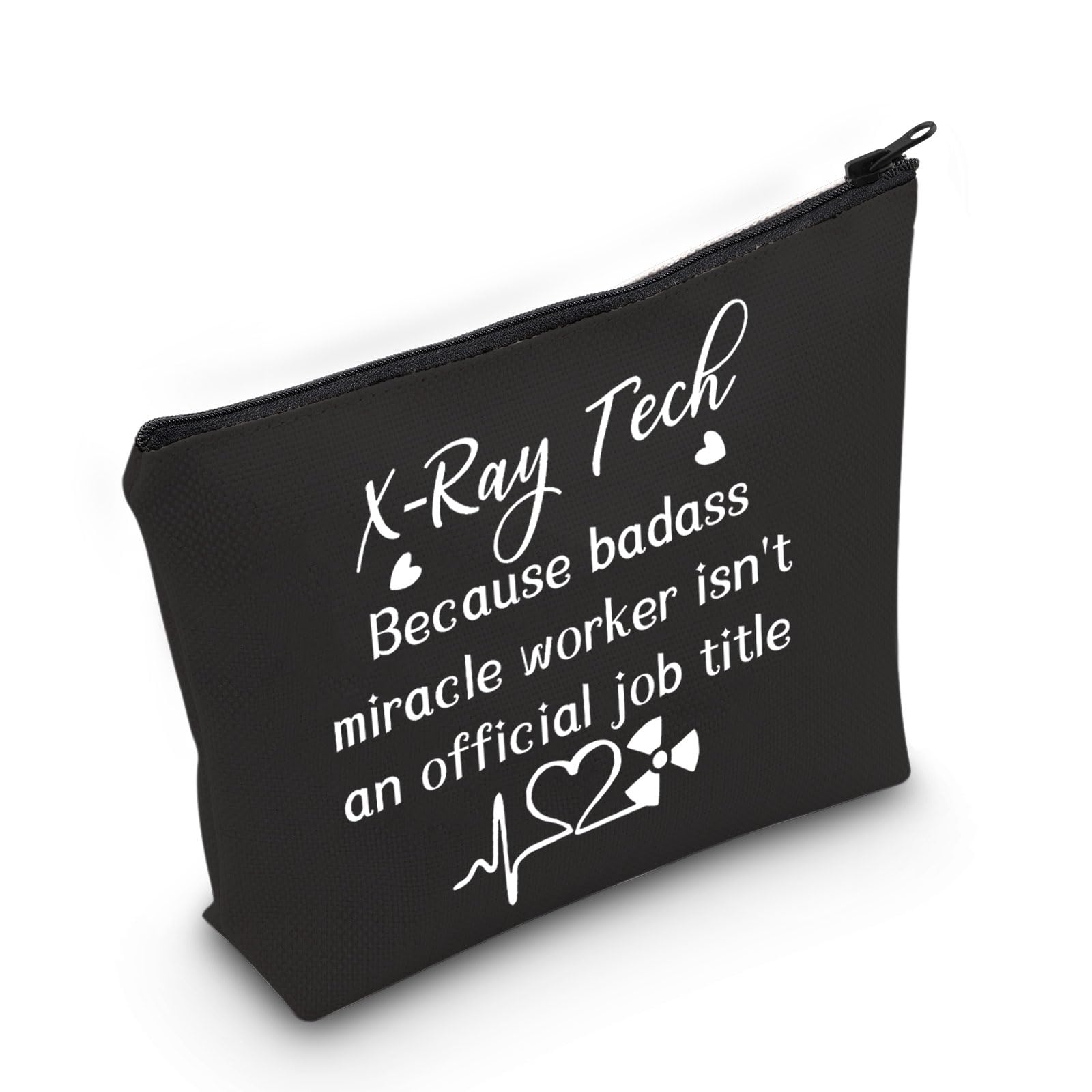 MNIGIUX-ray Tech Gift X-Ray Tech Cosmetic Makeup Bag Miracle Worker Title Radiology Tech Graduation Gift (Ray Tech Black Bag)