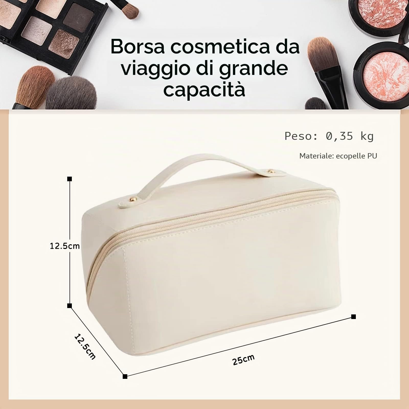 CORIOS Borsa da Toilette Grande Capacità Beauty Case da Viaggio Impermeabile Borsa per Cosmetici Portatile Organizer Cosmetici per Cosmetici Accessori e Articoli da Toeletta da Donna Bianco