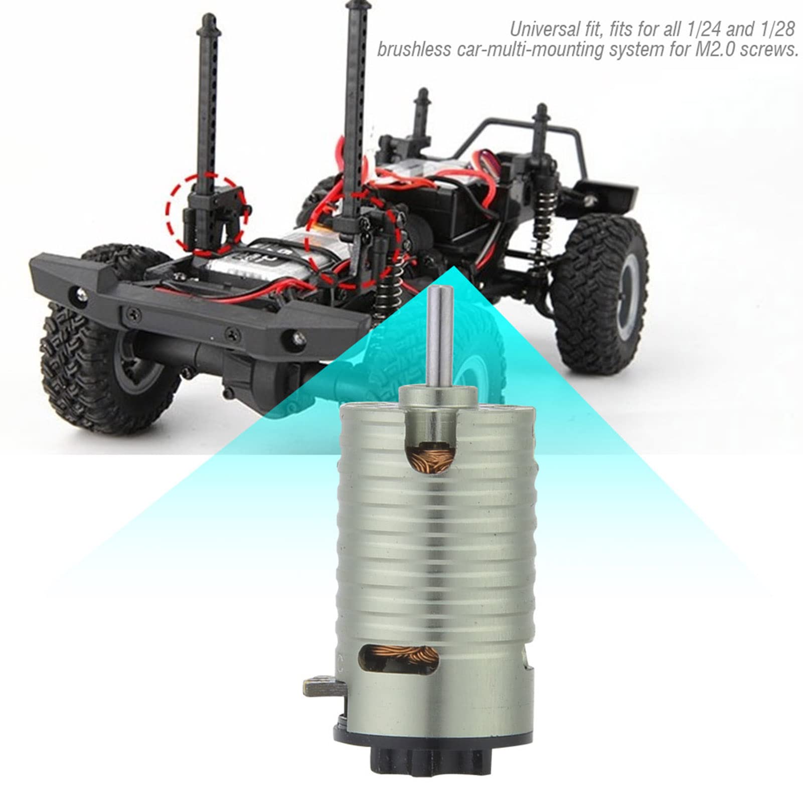 Motor sin Escobillas, Construcción de Metal, Motor de Alto par de 2 5500 KV para Carreras de Coches Modelo RC 1/24 1/28