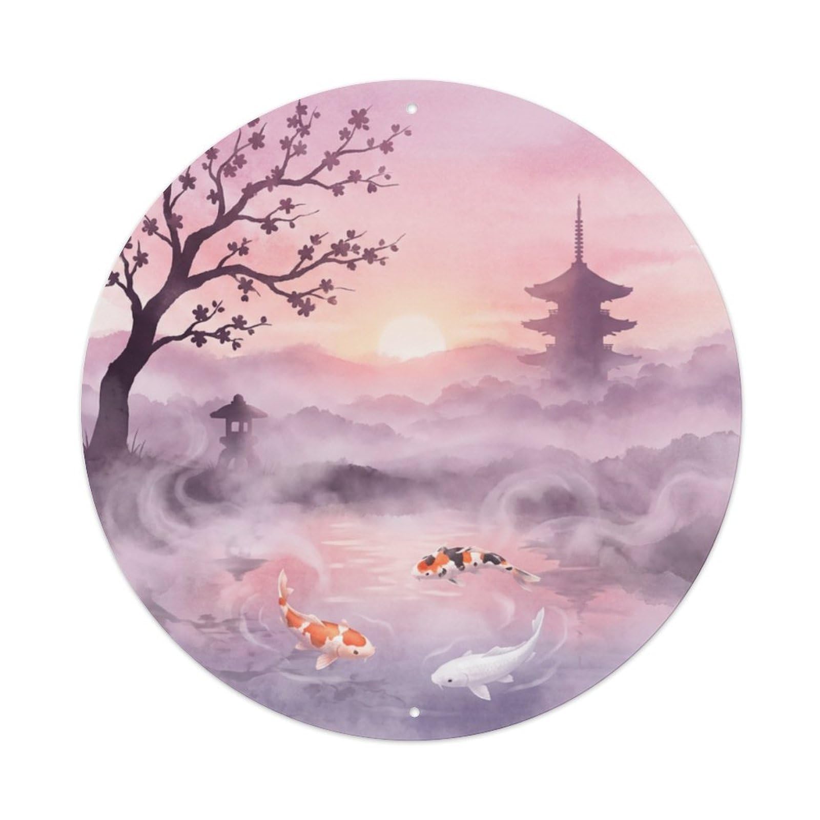 Galvaxio Style Japanese Koi Fish Misty Dawn Pink Light Metal Tin Sign