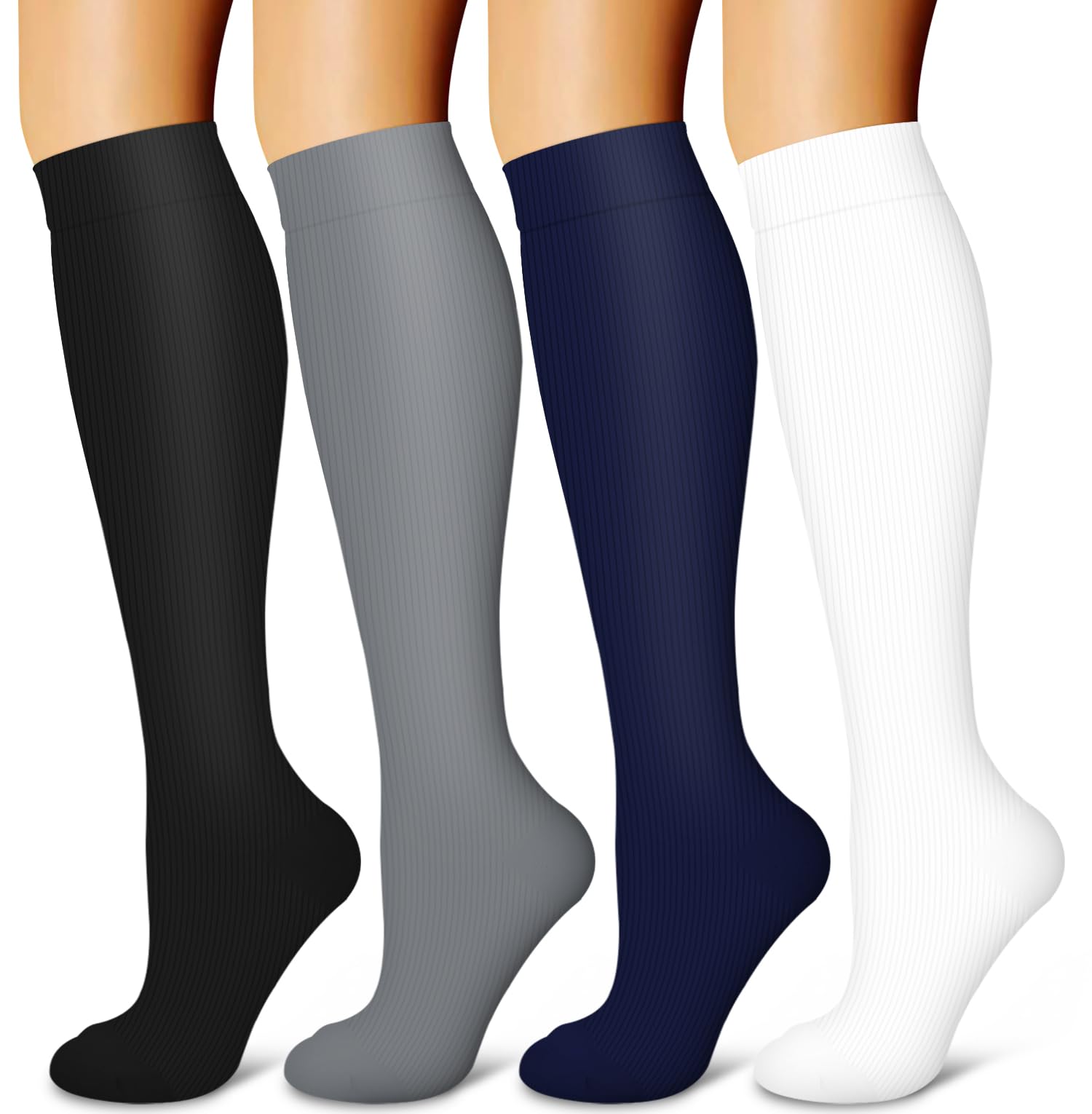 Laite Hebe 4 Pairs-Compression Socks for Women&amp;Men Circulation-Best Support for Nurses,Running,Athletic