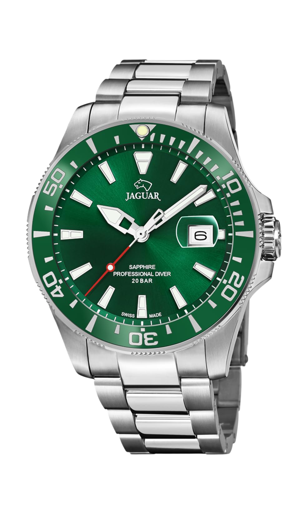 JAGUAR Montre modèle J860 / B de la Collection Executive, boîtier Vert 43,5 mm avec Bracelet Acier pour Homme J860/B