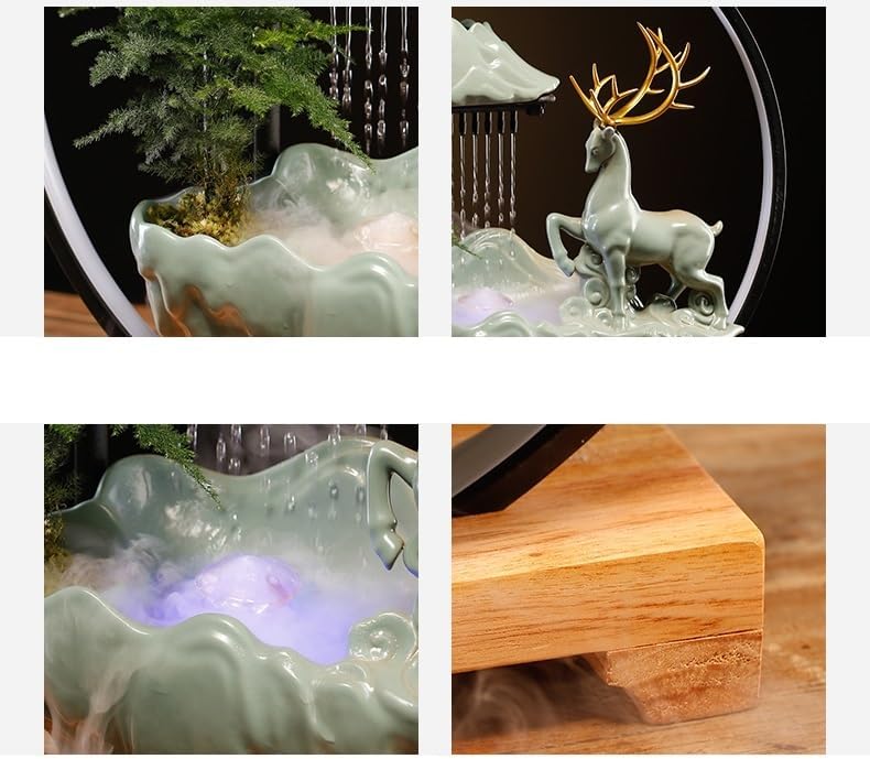 Indoor Fountain Tabletop Fountain Chinese Style Water Ornaments Creative Home Porch Living Room Desktop Office Circulating Water Fountain Tabletop Fountain
