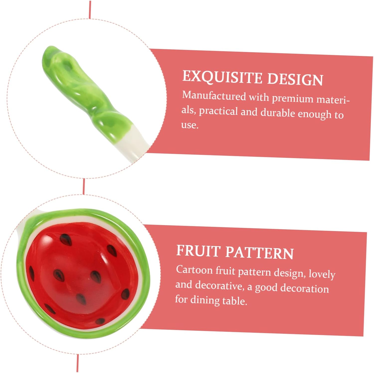 Cabilock 2Pcs Cartoon Fruit Pattern Long Handle Kitchen Spoons and Scratch Resistant Food Spoons Adorable Design for Easy Serving and Decoration