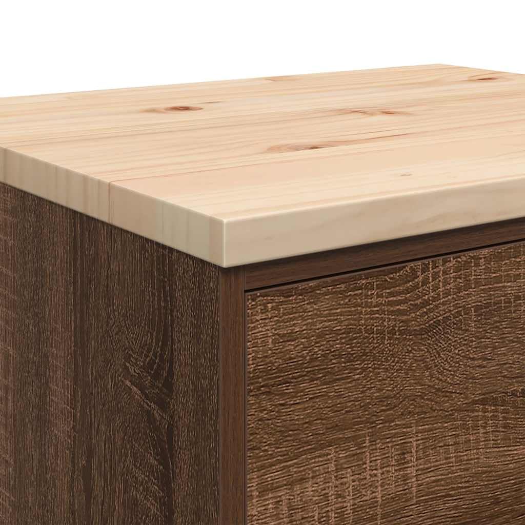 vidaXL Garagen-Aufbewahrungsschrank, Schrank mit Schubladen, Lagerschrank mit Holzarbeitsplatte, Werkzeugschrank Garagenschrank, 60x51x85 cm Massivholz Kiefer