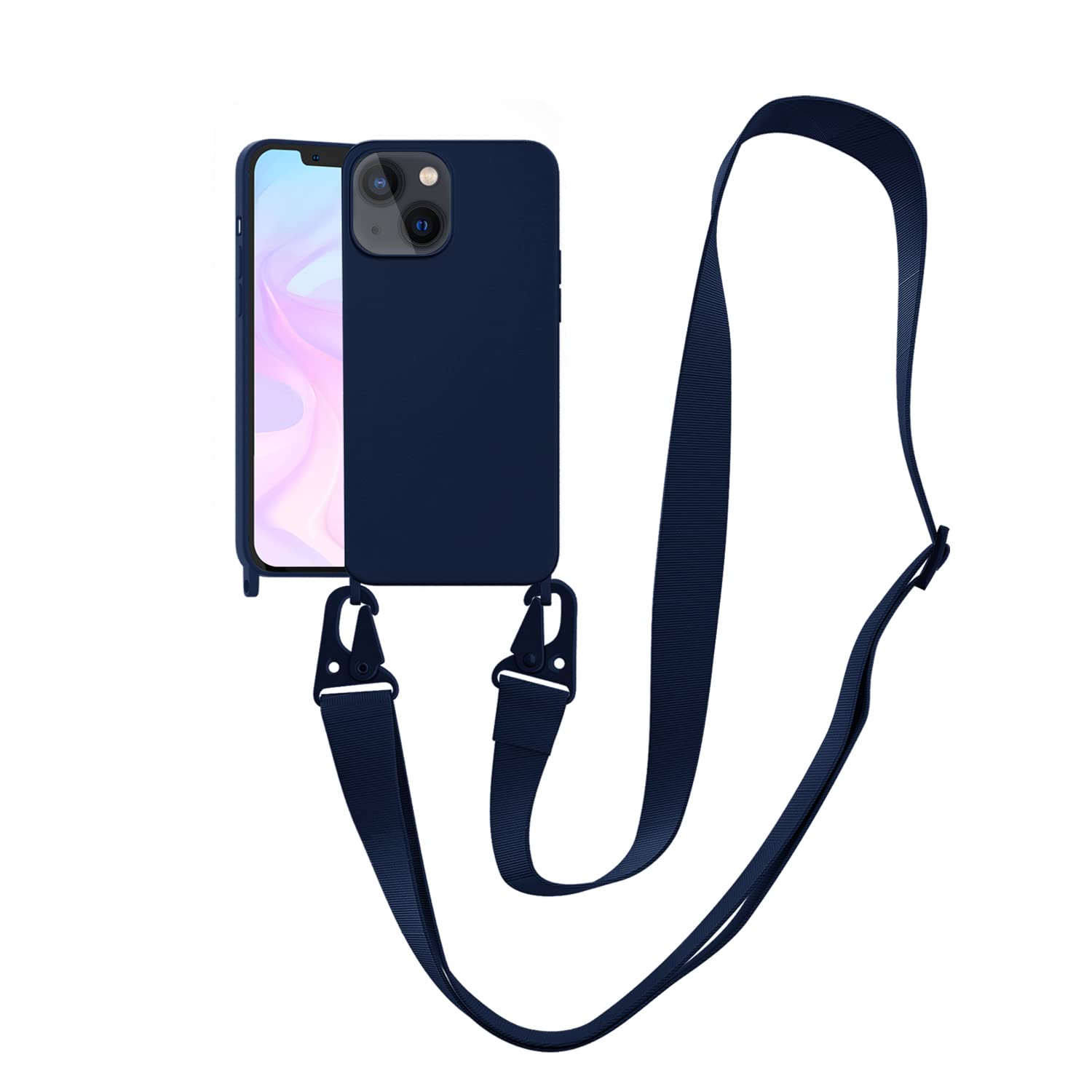 VooDirop Compatible with iPhone 14 Case with Lanyard Crossbody iPhone Case with Strap Adjustable Shockproof Drop Protection Silicone Phone Cover for