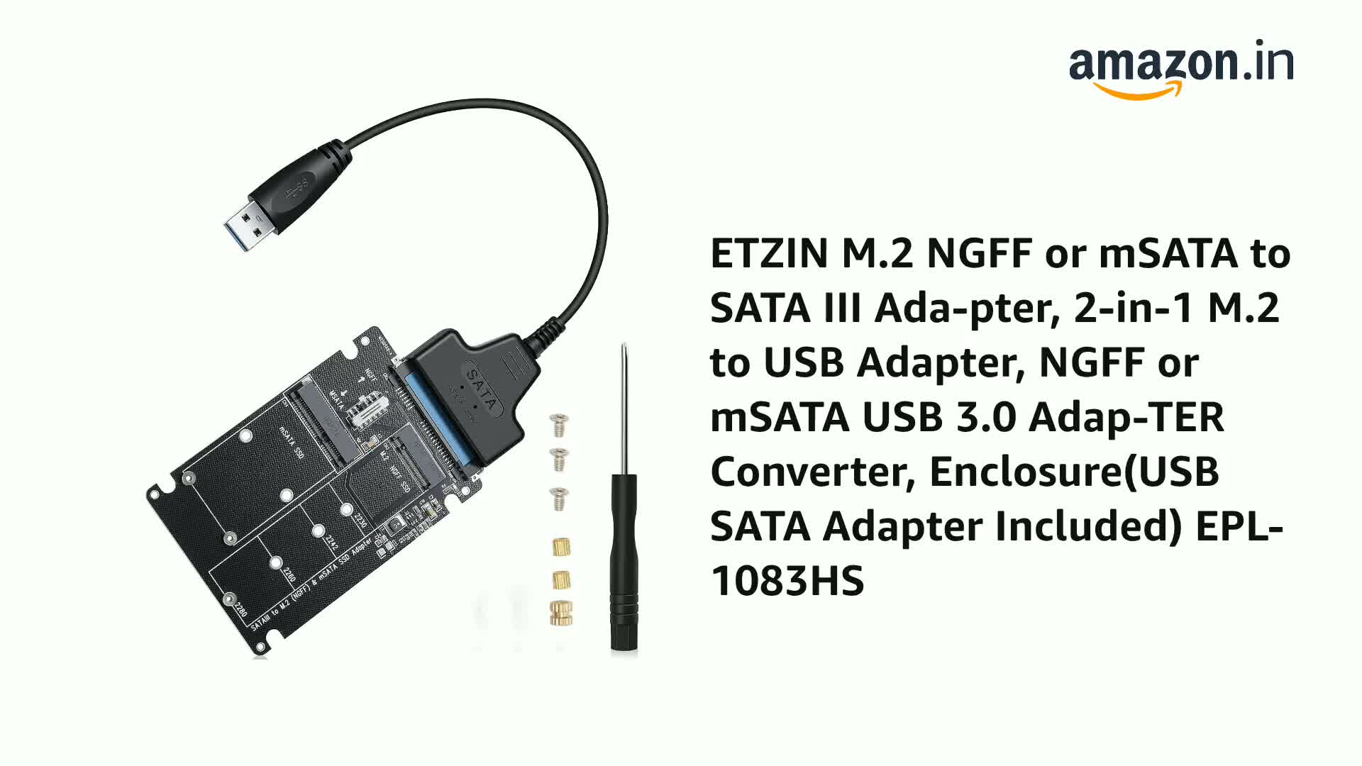 ETZIN M.2 NGFF or mSATA to SATA III Ada-pter, 2-in-1 M.2 to USB