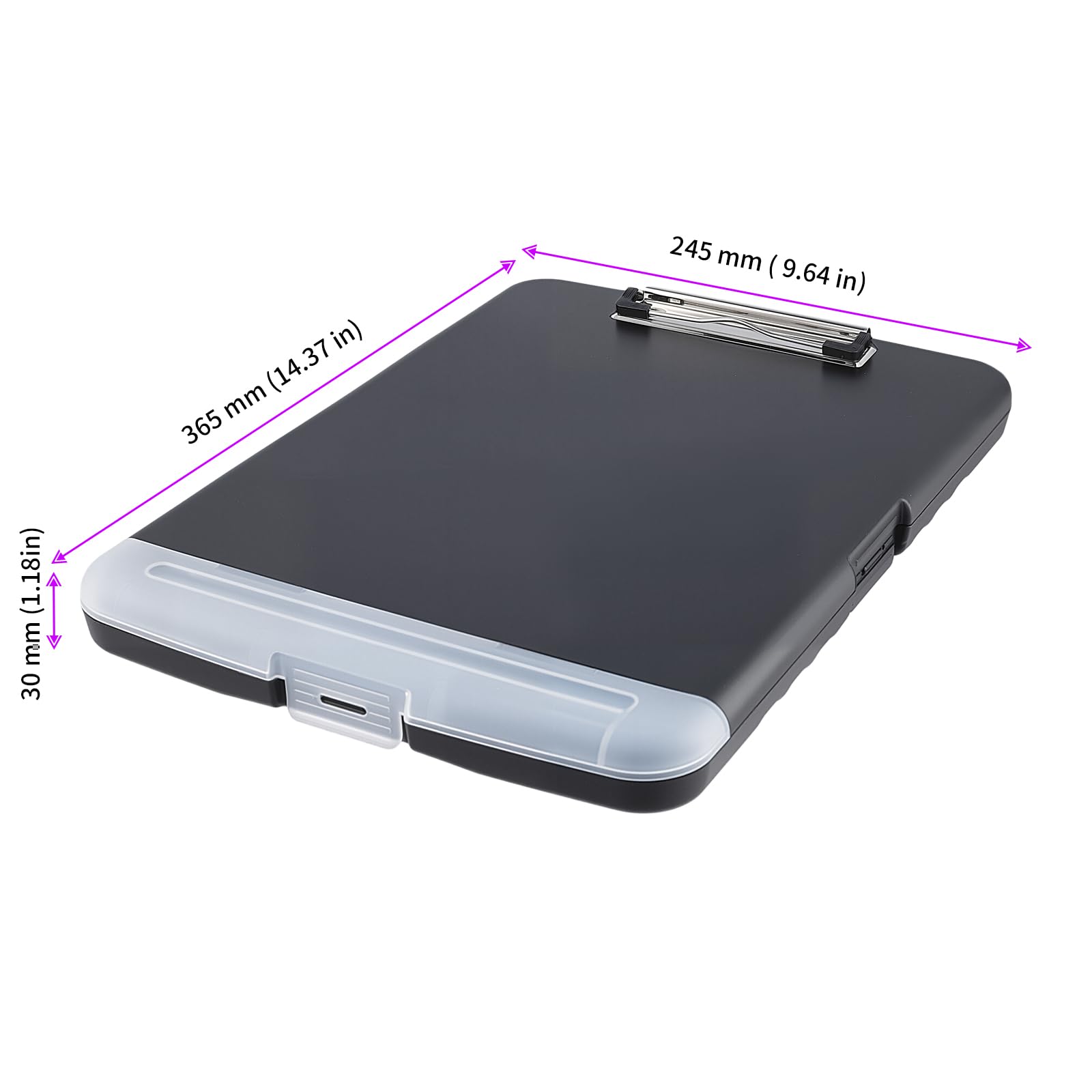 JEUIHAU 3 Pack Clipboard with Storage, A4 Clip Board Folder with Pen Holder, Plastic Clipboards with Compartment Portable for School Office Medical Personnel, Black - Image 2
