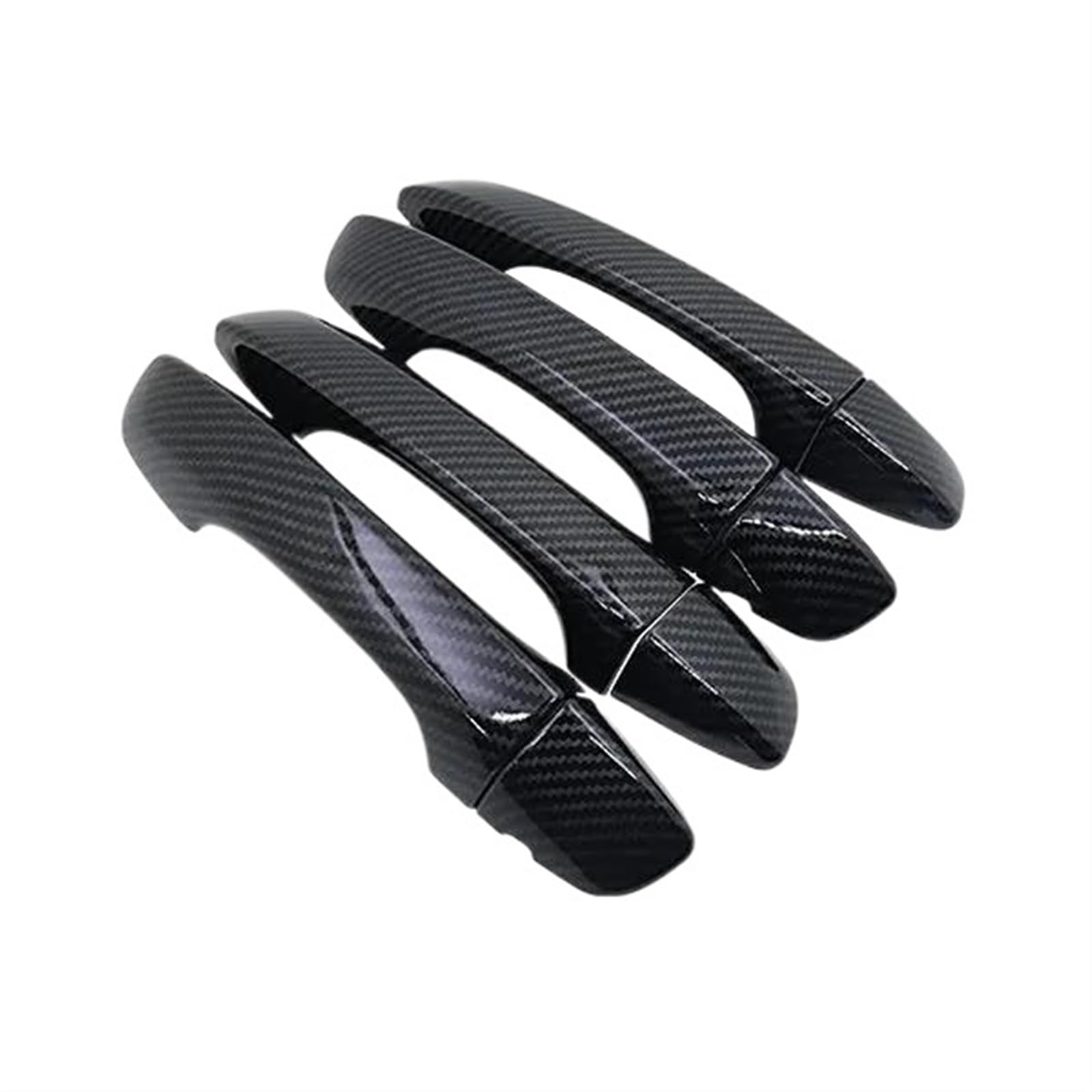 Lzbzhb 4Handle No Keyhole Car Exterior Outsidedoor Handle For Vw For Polo Mk6 Aw Bz 2017~2023 Carbon Fiber Door Handle Cover Trim Protective Stickers Exterior Parts Accessories(4Handle No Keyhole)