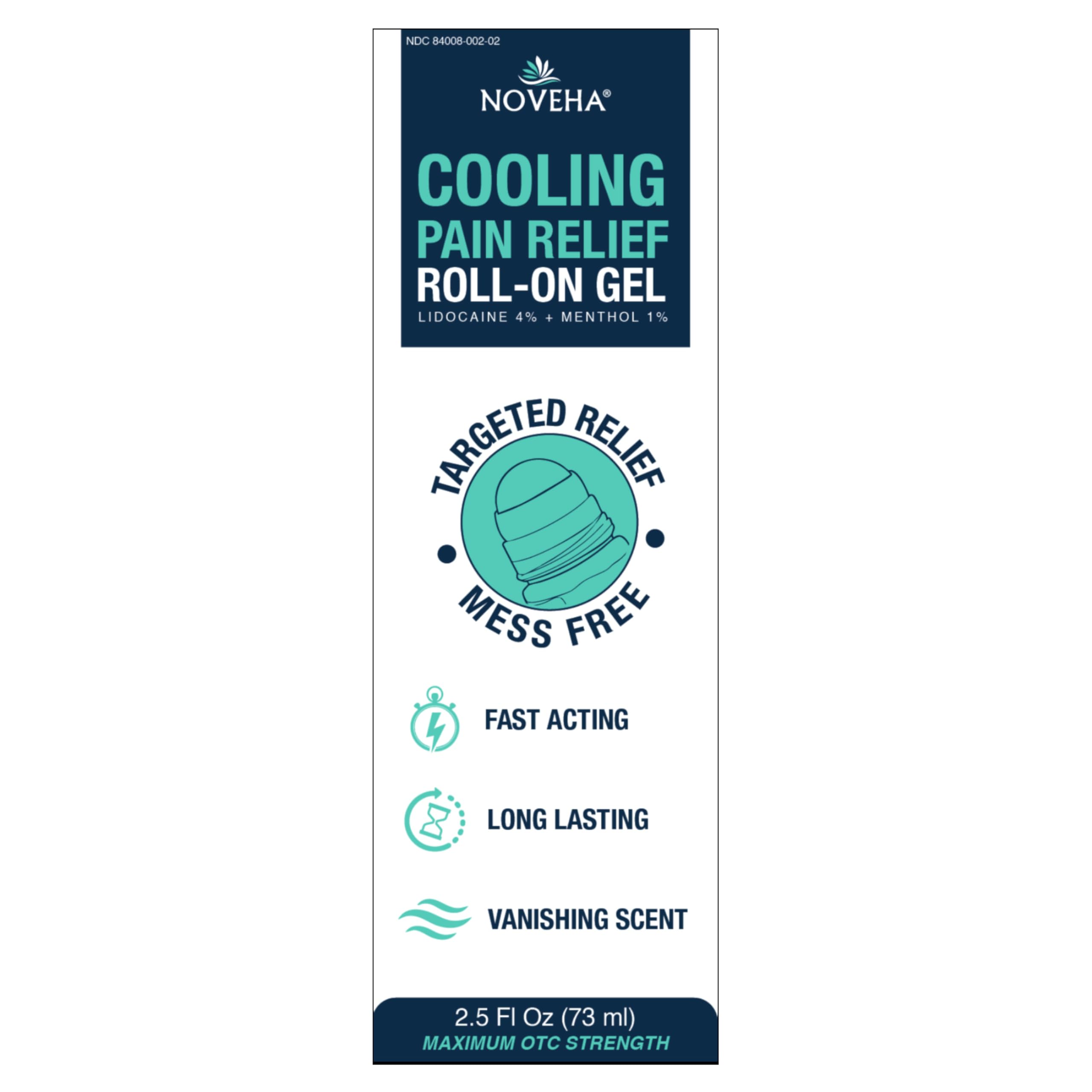 NOVEHA Lidocaine Roll-On Gel 4% | Maximum Strength Temporary Topical Pain Relief for Minor Muscle & Joint Aches | Cooling Formula with Menthol & Arnica | Non-Greasy, Quick-Drying | 2.5 fl oz — Amazon image 2