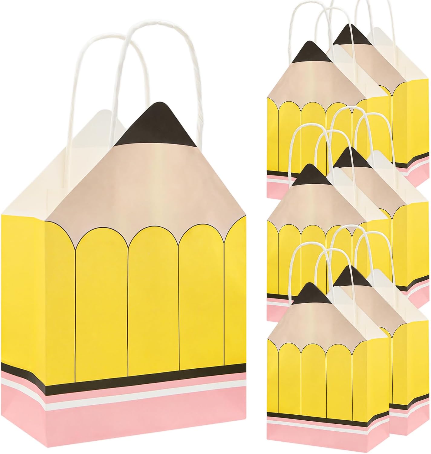 Geluode 12Pcs Pencil 3D Gift Bags, Teacher Candy Gift Boxes, Novelty School Supply Favor Bags for Back to School, Teacher Appreciation, Student Birthday Party Favors Supplies