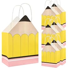 Geluode 12Pcs Pencil 3D Gift Bags, Teacher Candy Gift Boxes, Novelty School Supply Favor Bags for Back to School, Teacher Appreciation, Student Birthday Party Favors Supplies