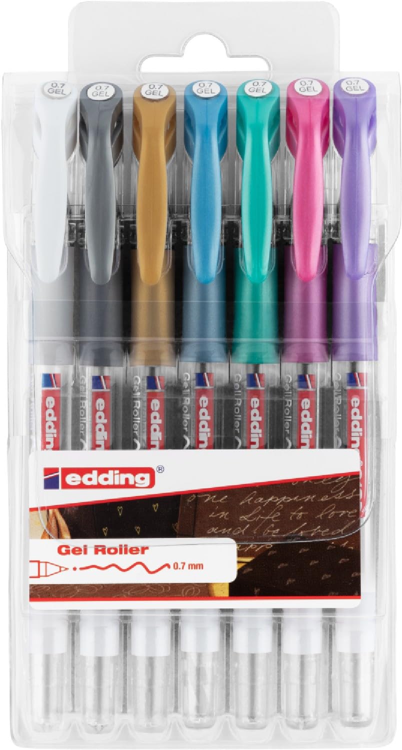 edding 2185 Gel Roller a base d'acqua; Astuccio 5 pz.; Colori