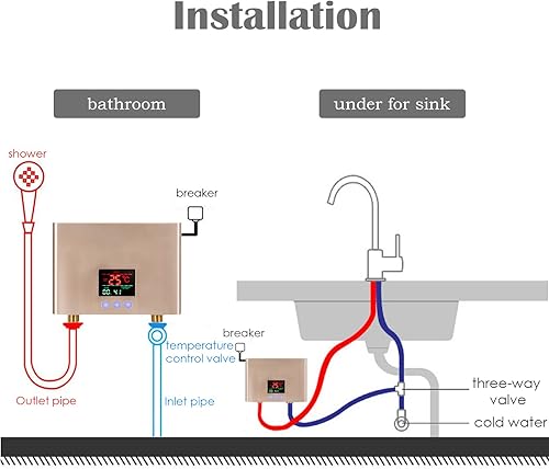 Miniatura 6 de Mini calentador de agua sin tanque eléctrico de 3000 W pantalla LED con control remoto calentador de agua caliente instantáneo eléctrico adecuado