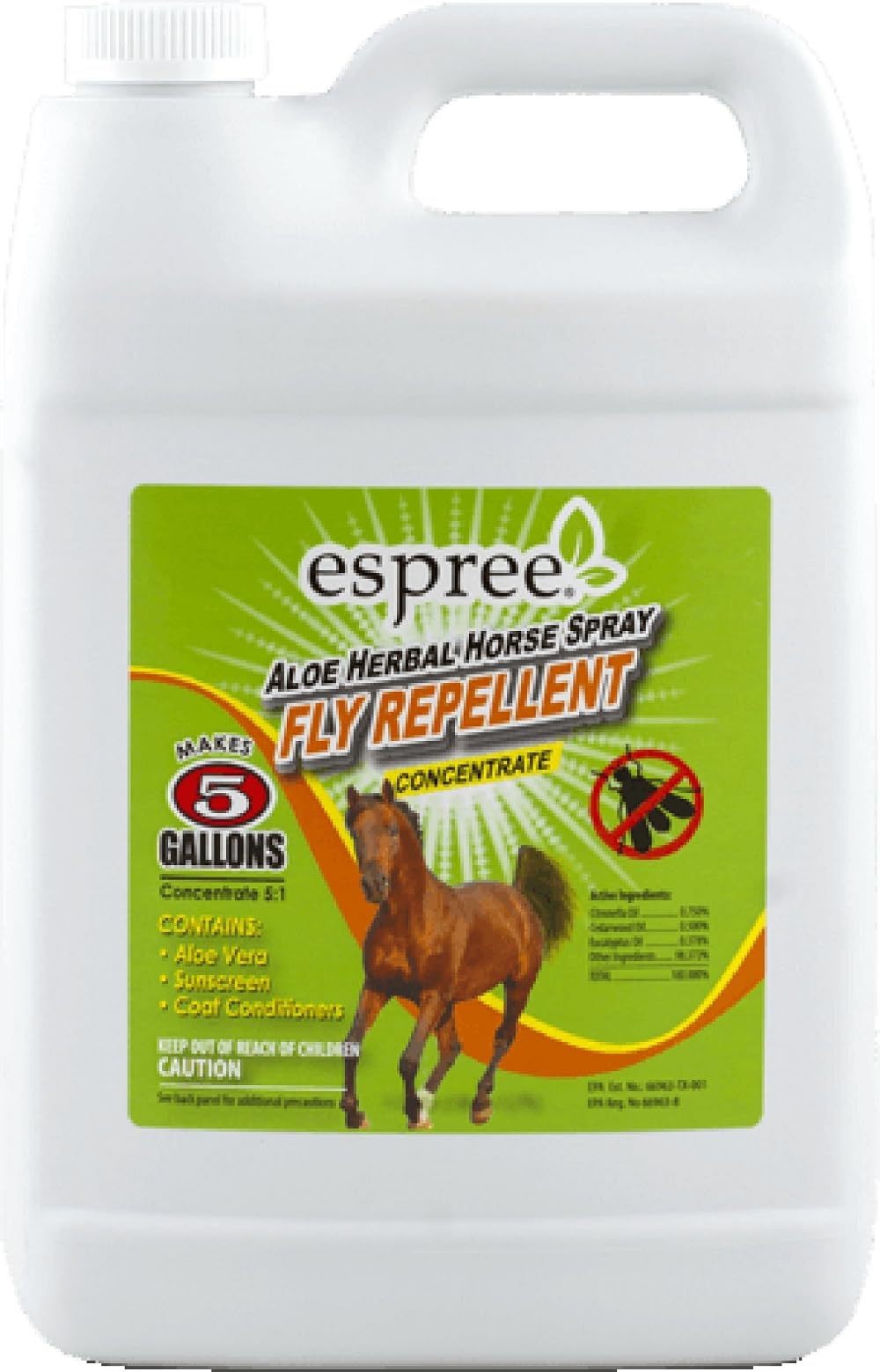 Espree Aloe Herbal Horse Spray | Fly Repellent with Aloe, Sunscreen, and Coat Conditioners | Promotes a Healthy Coat and Protection from the Sun | 1 Gallon Concentrate