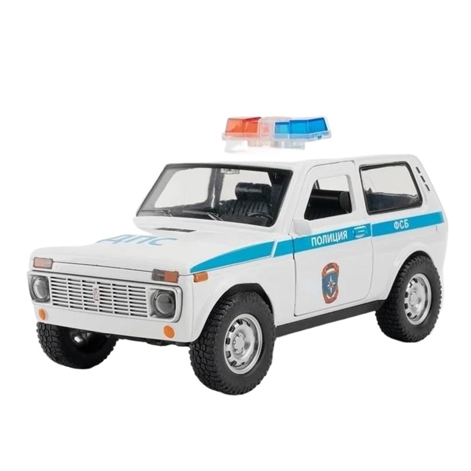 Modele w skali 1 18 dla modelu samochodu policyjnego rosyjskiego Lada NIVA odlewanego metalu z dźwiękiem i światłem drzwi mogą być otwierane dekoracja domu(biały)