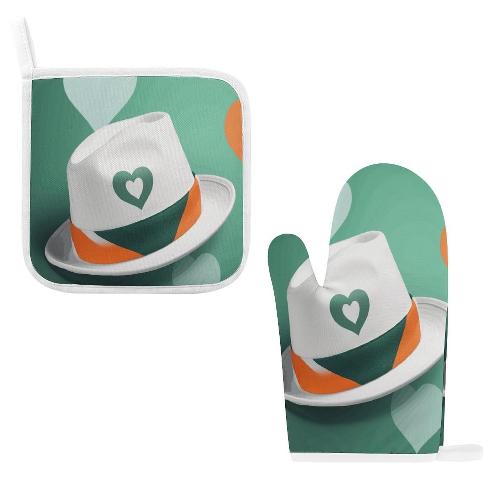 Btcowzrv Style Heart Shape On The Hat Oven Mitts And Pot Holders 2Pcs Set