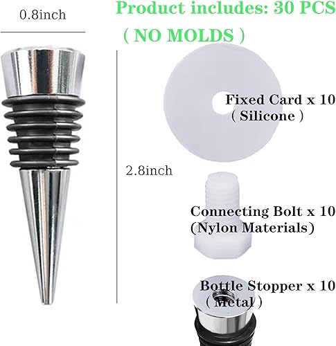 Miniatura 4 de Juego de 10 tapones de vino con accesorios de ajuste de tornillo para moldes de resina, juego de tapones de botella para bodas, fiestas de vino,