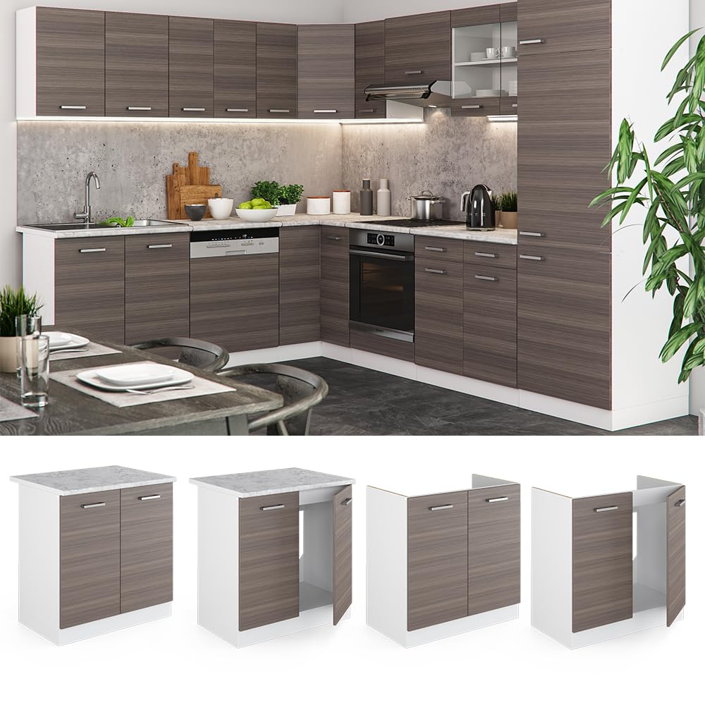 Vicco Mobile lavello cucina R-Line, Grigio nobile, 80 cm | senza piano di lavoro, per la libera combinazione all'interno di sistemi cucina modulari