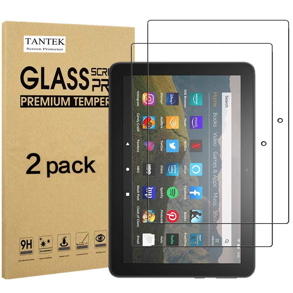 TANTEK [2-Pack] Screen Protector for All-New Fire HD 8/HD 8 Plus/HD 8 Kids (10th gen, 2020 release),8-Inch,Tempered Glass Film,Ultra Clear,Anti Scratch,Bubble Free