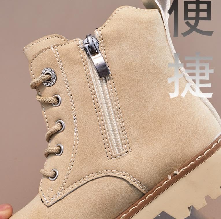 Girls Ankle Boots Side Zip Comfort Non-Slip Boot Lace Up Outdoor Combat Boot(Toddler/Little Kid/Big Kid)3