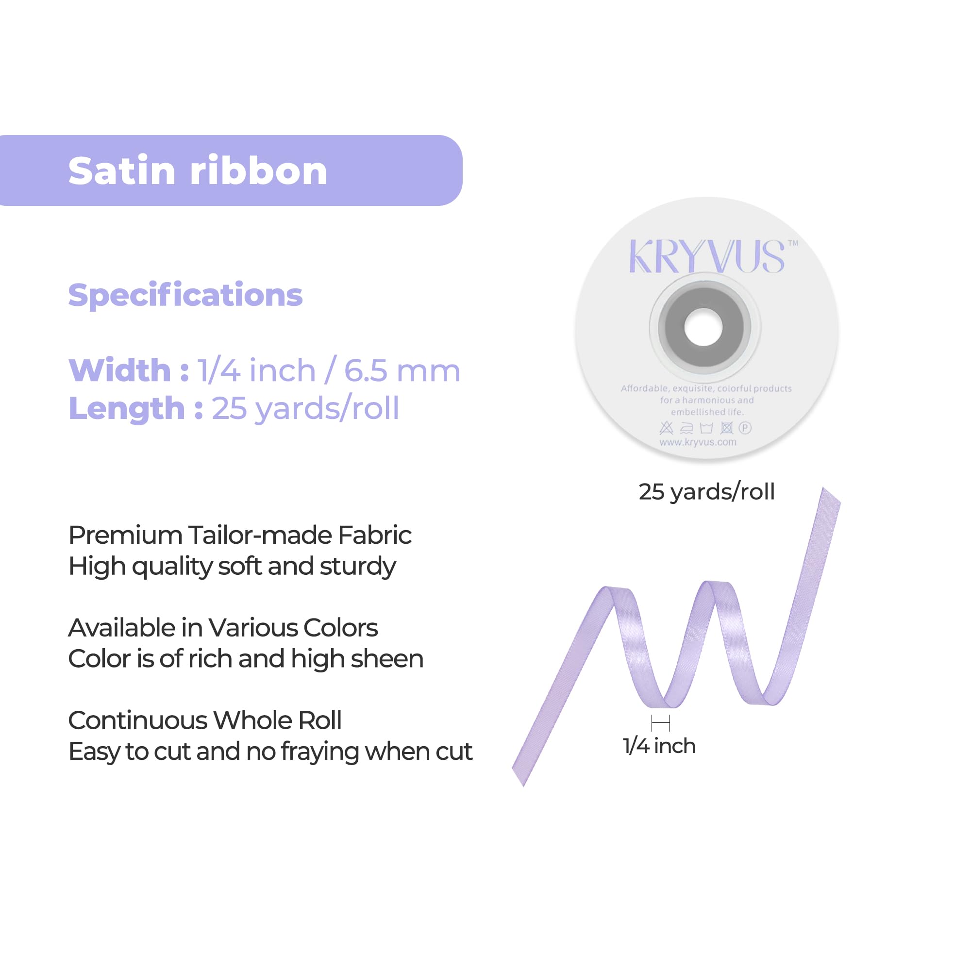 Nastro Di Raso Color Lavanda – 2 Rotoli Da 0,6 Cm X 91 Metri – Per Confezioni Regalo, Fiocchi Fai Da Te, Cucito E Bomboniere