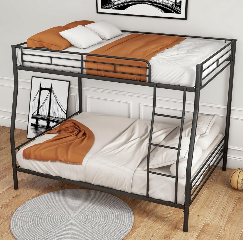 Bellemave Full Over Queen Bunk BedFrame, Heavy Duty Metal Bunk Bed Frame for Adults,Kids, Black
