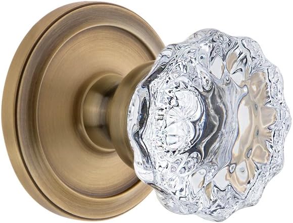 Grandeur 820275 Circulaire Rosette Privacy with Fontainebleau Crystal Knob in Antique Pewter, 2.75