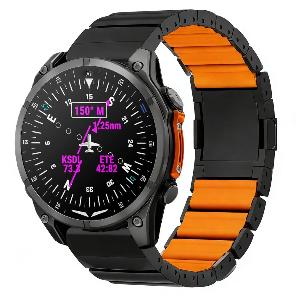 26mm Breites Titan-Schnellverschluss-Uhrenarmband mit Hybrid-Silikonfutter, kompatibel mit Instinct 3 50mm, Fenix 8 51mm, 22mm Armband ohne Lücke für Fenix 8 47mm, Kein Ziepen an den Haaren