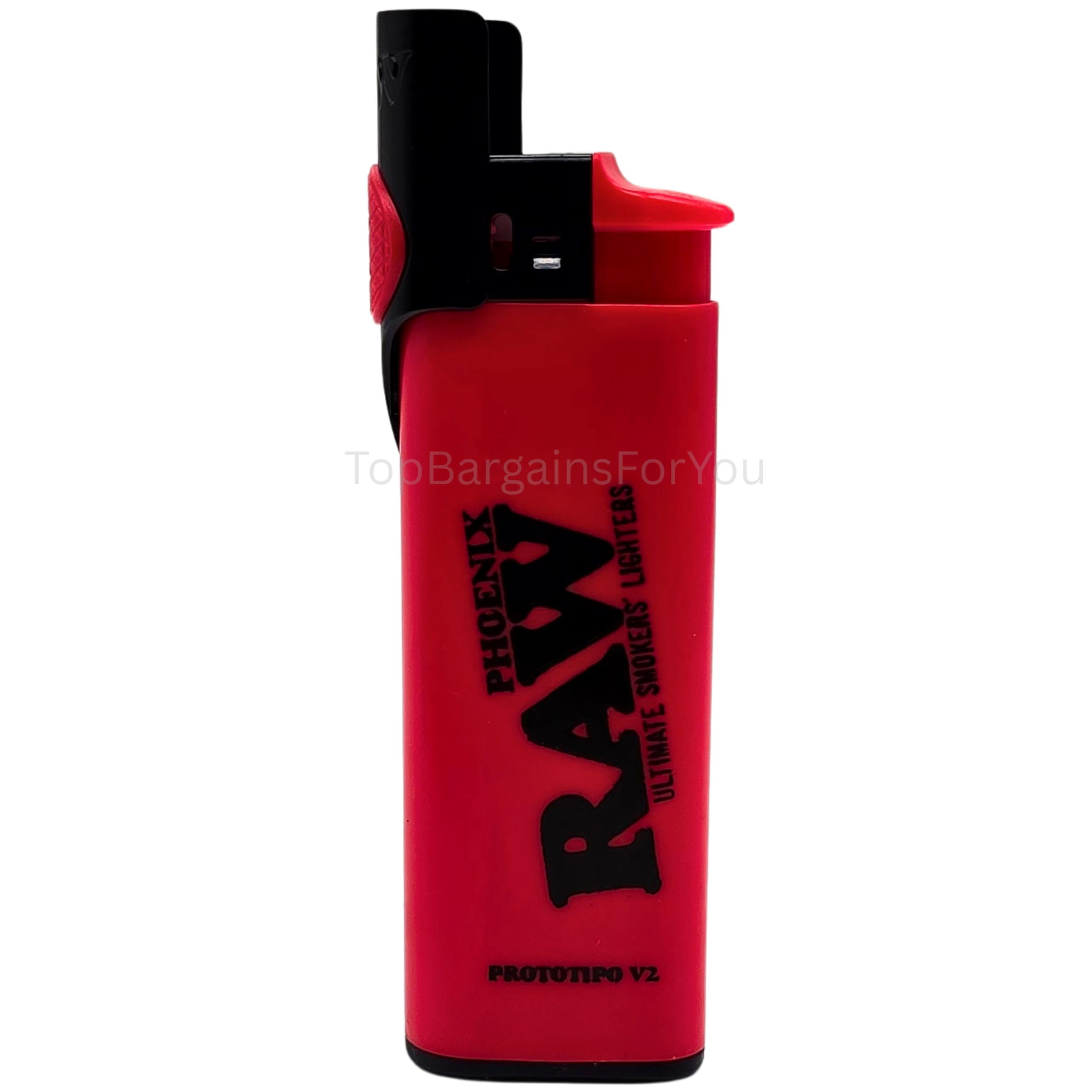 Zactly 1 Red Phoenix Raw Phoenix Rare Refillable Lighter – Black Standard Flame Lighter With Built-In Wind-Resistant Shield And Packing Tool Poker Stick – Durable & Reusable Design (1 Red Phoenix)