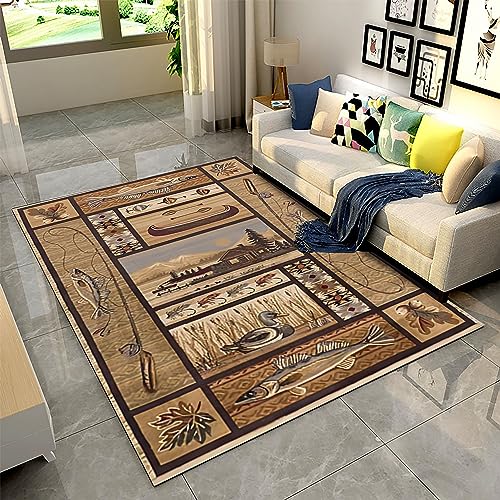 Cabin-Style-Area-Rug-4x6ft-Rustic-Western-Country-Carpet-Cabin-Nature-and-Animals-Area-Rug-Small-Boat-Recreational-Fishing-Non-Slip-Carpet-Lodge-Native-Bedroom-Living-Room-Home-Decoration Cabin Style Area Rug 4x6ft Rustic Western Country Carpet Cabin Nature and Animals Area Rug Small Boat Recreational Fishing Non Slip Carpet Lodge Native Bedroom Living Room Home Decoration