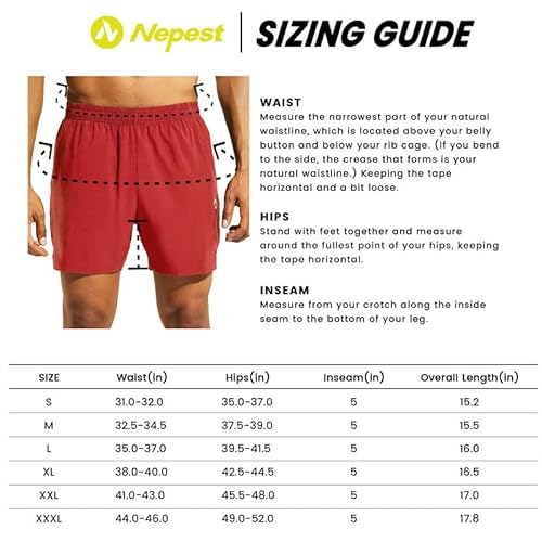 Nepest Men'S 5 Inch Running Shorts Quick Dry Athletic Workout Gym Shorts With Pockets thumb #6