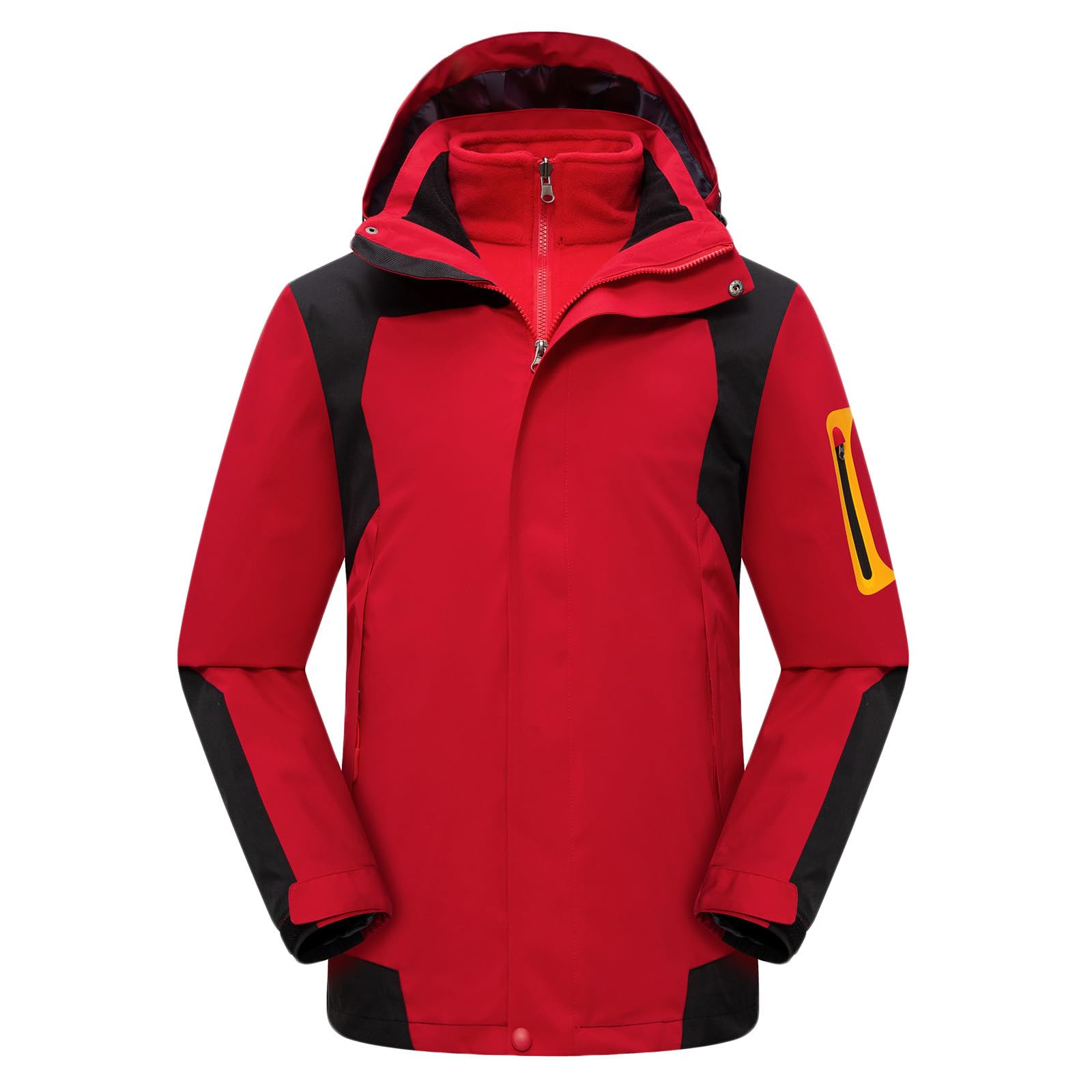Générique Veste 3 en 1 Homme Imperméable Polaire Amovible, Capuche, Multi Poches, Résistante Anti-vent, Idéal Randonnée Trekking Outdoor Travail