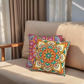 Boho Pillow Covers 18x18 inch Throw Pillowcases Set of 2 Decorative Square Cushion Covers for Sofa Bed Chair Living Room Bed Room(Bohemian Patterns)