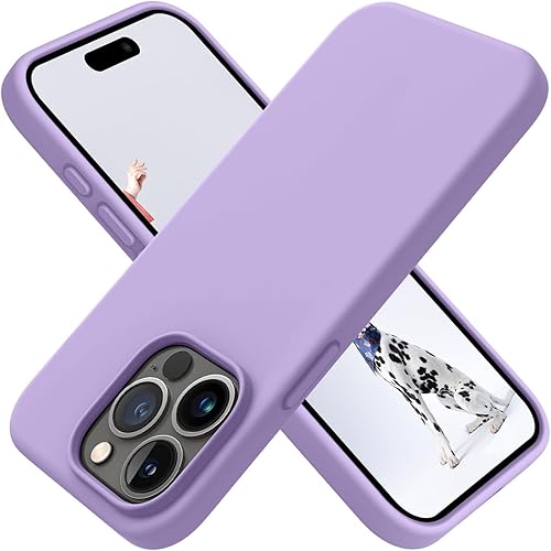 OTOFLY Diseñada para iPhone 15 Pro, funda delgada de silicona a prueba de golpes para iPhone 15 Pro (6.1 pulgadas), (morado claro)